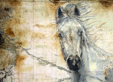 動物 Painting - 草原の馬のささやき